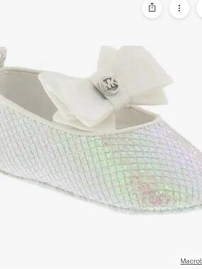 Michael Kors Iridescent White Bow Baby Shoe